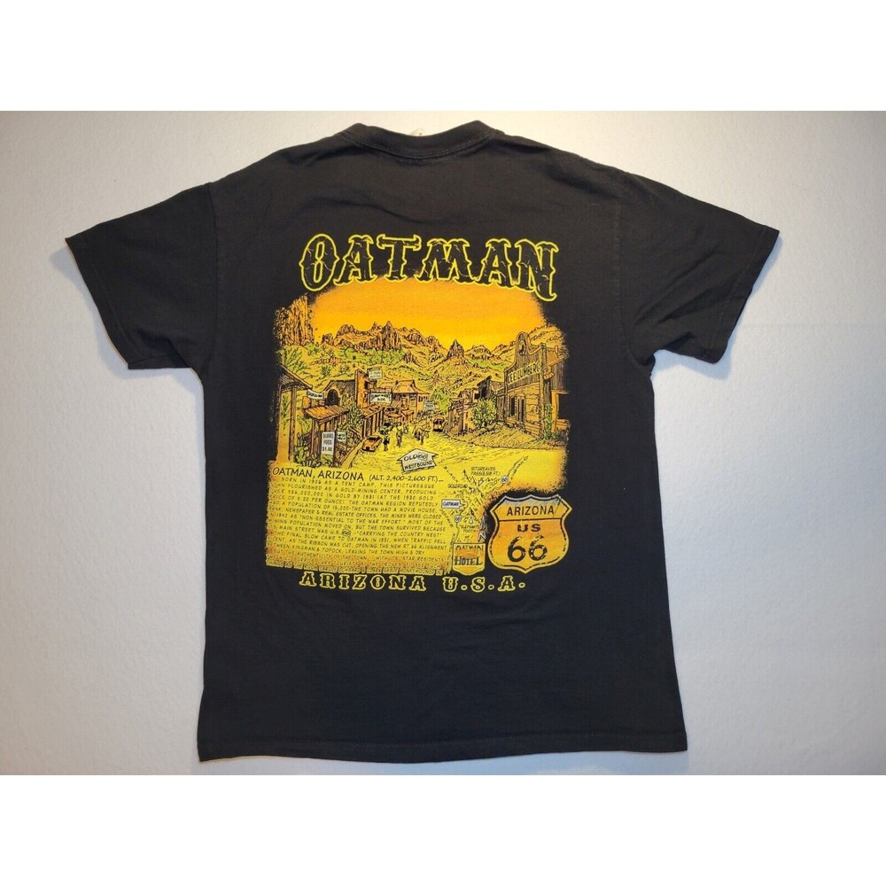 Oatman Arizona Old Route 66 Western Gold Mine Town History Double-sided Shirt M